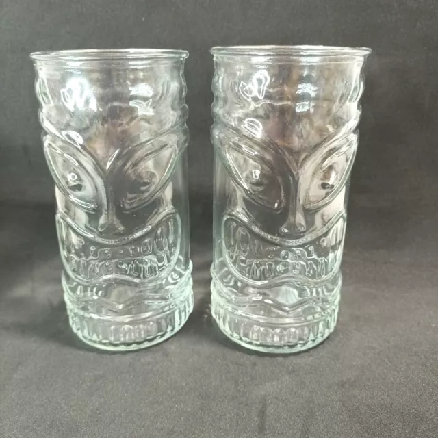 Clear Glass Tiki Tumblers X 2. 6in Tall