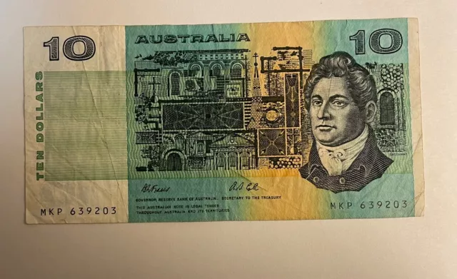 1979-1991 Australia $10 Ten Australian Dollar Banknote Bill