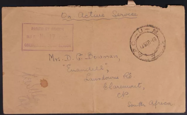 Mayfairstamps South Africa 1940 Passed By Censor UM 7 OAS Cover aaj_67545