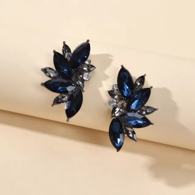 Female Luxurious Jewelry Sparkly Crystal Flower Stud Bridal Engagement Earrings