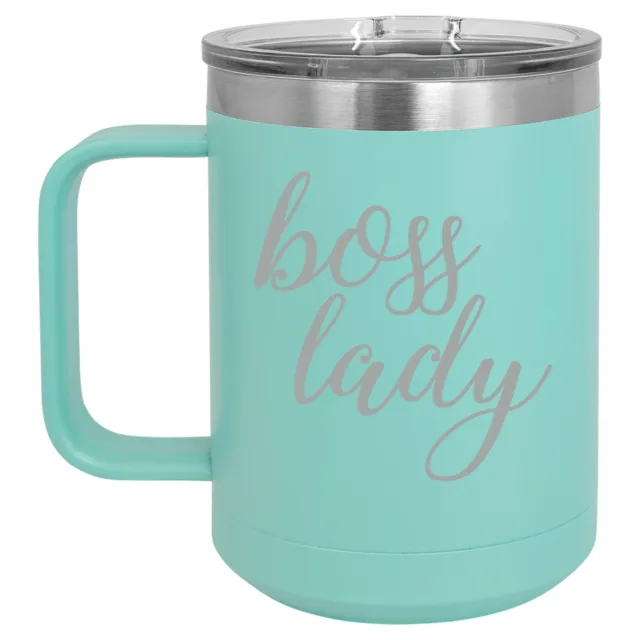15oz Tumbler Coffee Mug Handle & Lid Travel Cup Vacuum Insulated Boss Lady