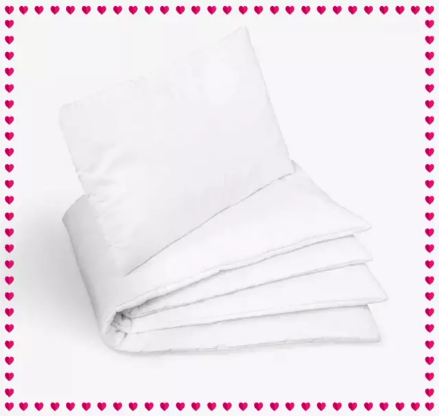 Quilt + Kissen Set Füllung Baby Kleinkind Bettwäsche Bettdecke weiß Baumwolle weich