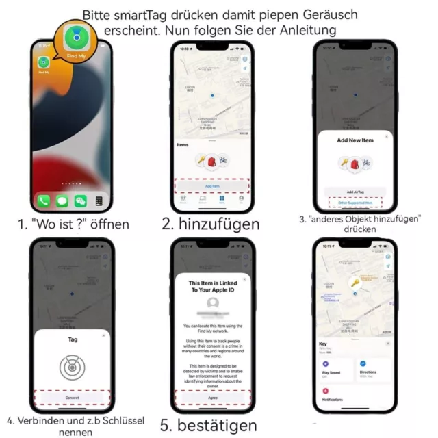 Per iPhone - compatibile con Wo ist App - chiave, animale domestico, trova auto Airtag 2