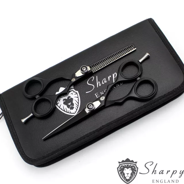 Negro Sharpy Salón Peluquería Tijeras Set Barbero Corte Pelo Entresacar Set