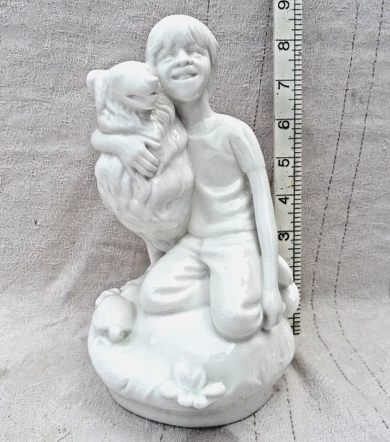 Spode Best Friends Junge Mit Hund Weisse Figur Von Pauline Shore 8" Gross Perfekt