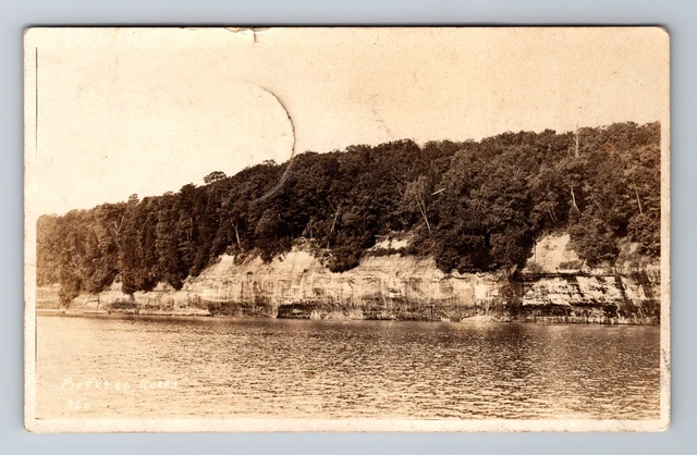 Munising, MI-Michigan, RPPC: Scenic Pictured Rocks c1910, Vintage Postcard
