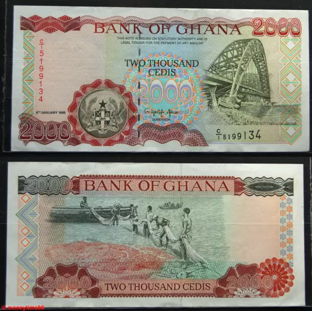 GHANA ! billet de banque de 2000 Cedis 1995, totalement splendide