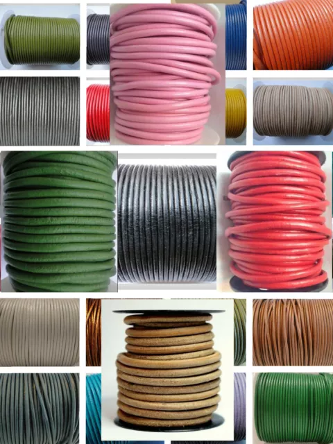 Leather Cord Round 1, 1.5, 2, 3, 4, 5, 6, 8 MM 100% Real String Lace Jewellery.