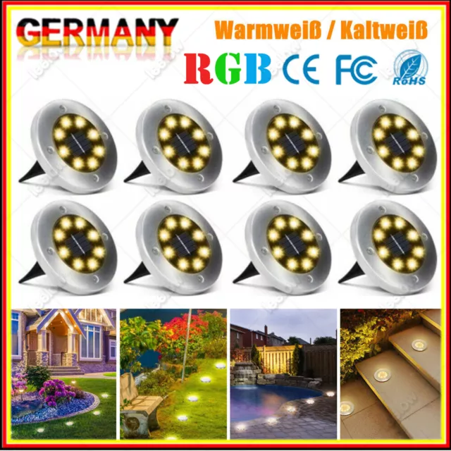 40X RGB LED Solarleuchte Bodenstrahler Außen Gartenleuchten Garten Solarlampen