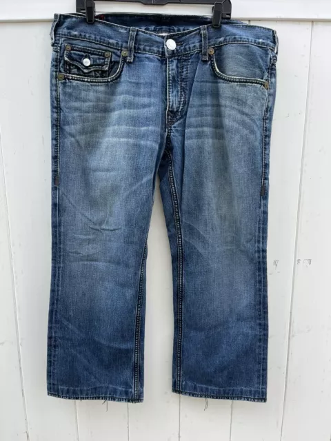 True Religion jeans mens 38 Ricky Giant Big T Blue