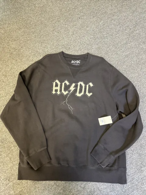 Lucky Brand Men's Sueded Acdc AC/DC Terry Crew Neck Sweatshirt NWT 2XL