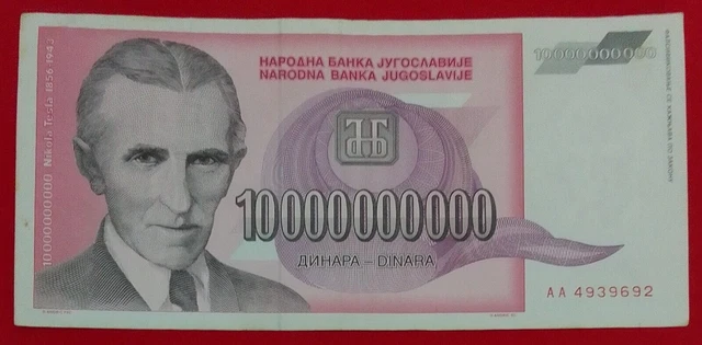 Yugoslavia 10000000000 10.000.000.000 Dinara 1993 P#127 UNC Prefix AA - Foto 5