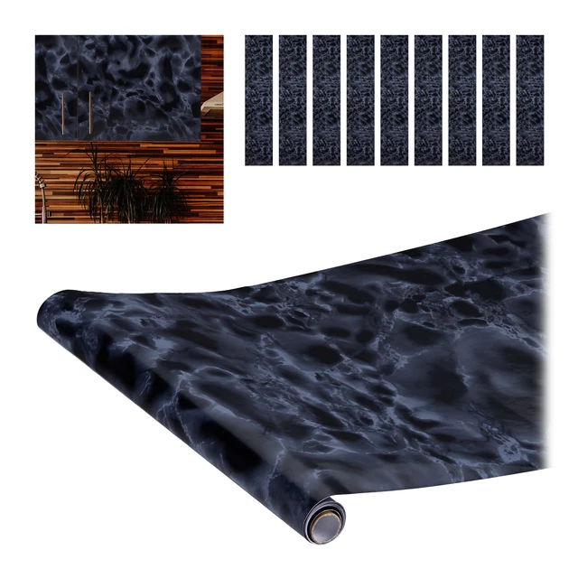10xPapel adhesivo muebles, Pegatina decorativa, Vinilo adhesivo, Mármol negro