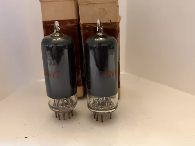 NOS PAIR CBS  12BY7A VACUUM TUBE - MATCHED - GRAY WRAPPED Glass