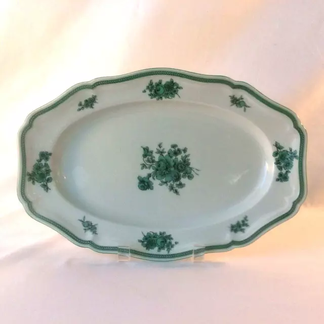 ROSENTHAL CHIPPENDALE GREEN BLOOM 1 OVAL SERVING PLATTER w 4 AVAIL 13"L SCALLOPE
