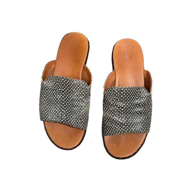 Fitflop Womens Daffi Dotted Slide Sandal Snake Embossed Leather Size 8