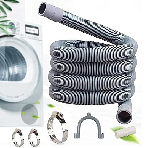 10ft Washing Machine Drain Hose Extension - Includes 3 Hose Clamps & 1 Adapter