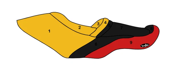 Custom Seadoo GTR Seat Cover Blacktip 2011-2018 black yellow red
