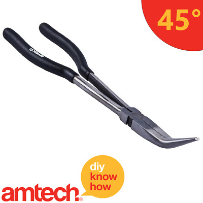 Amtech Extra Lungo Nose Pliers 27.9cm Piegato Naso Dritto 45 & 90 Gradi Resistente 
