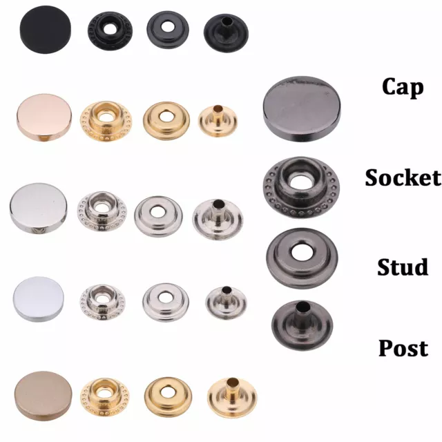 Snap Fasteners Fastening Poppers Press Studs Large 12.5mm 15mm Flat Cap Buttons