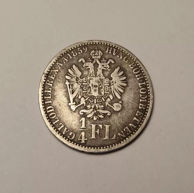 Rare pièce monnaie en Argent - 1/4 Florin - Franz Joseph I - 1859