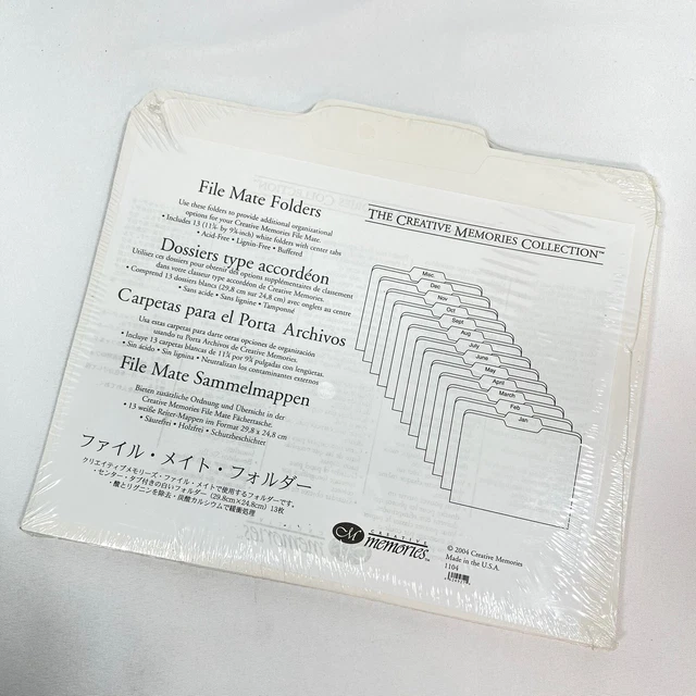 "Carpetas Creative Memories File Mate 13 carpetas nuevas en paquete 2004 11,75""x9,75"""