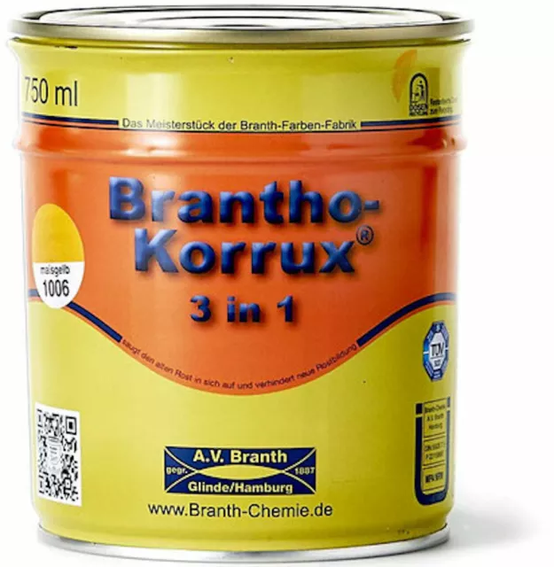 Brantho-Korrux 3in1 Lack 750 ml - Rostschutzfarbe Grundierung Metallschutz - RAL