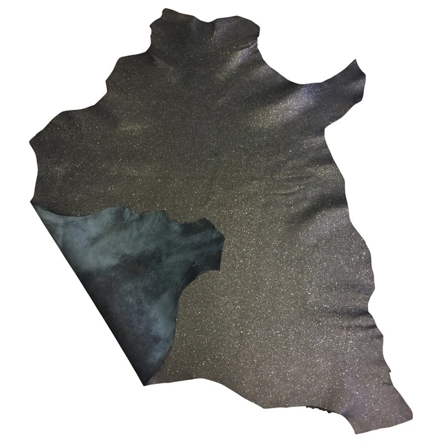 OFERTA Cuero Genuino Negro Cuero Acabado Brillo Tela Artesanal Material de Tapicería