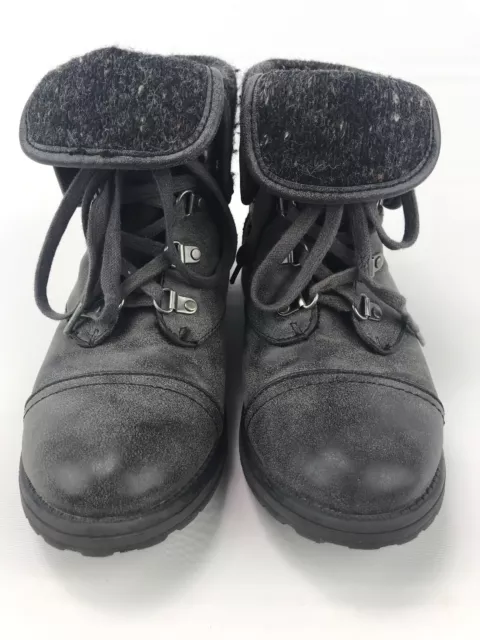 ROXY 9.5 10 Womens Gray Lace Up Boots Fold Over Sweater Insides Shoes 2