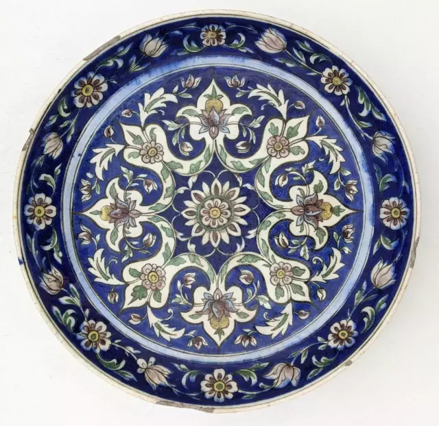 Qajar Period Persian Pottery Shallow Bowl 19Th Century
