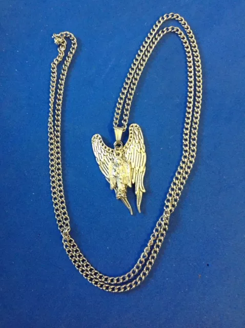 COLLIER PERSONNALISÉ ARCHANGE St GABRIEL médaille Saint PENDENTIF double ailes d'ange A2 3