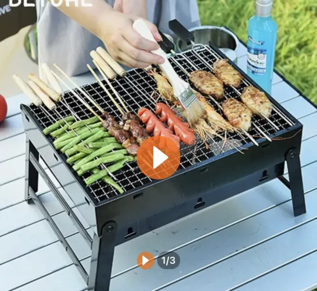 Large Portable Folding BBQ Charcoal Barbecue Camping Grill Travel Picnic Outdoor