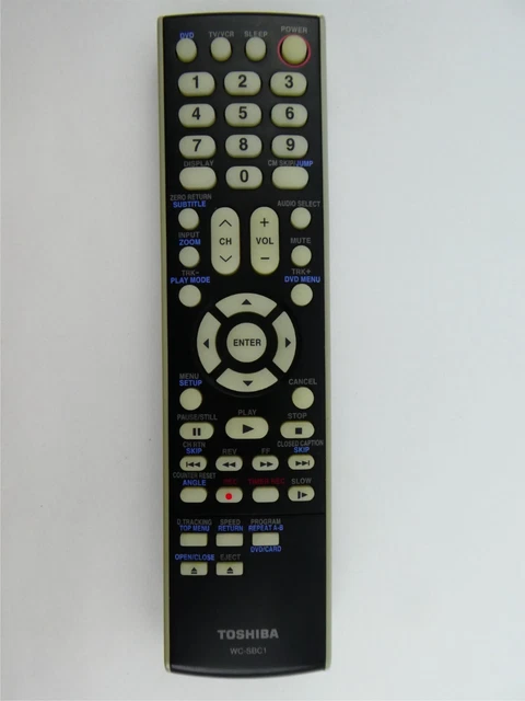 Toshiba WC-SBC1 DVD TV/VCR Combo Remote Control w/ Luminescent Buttons