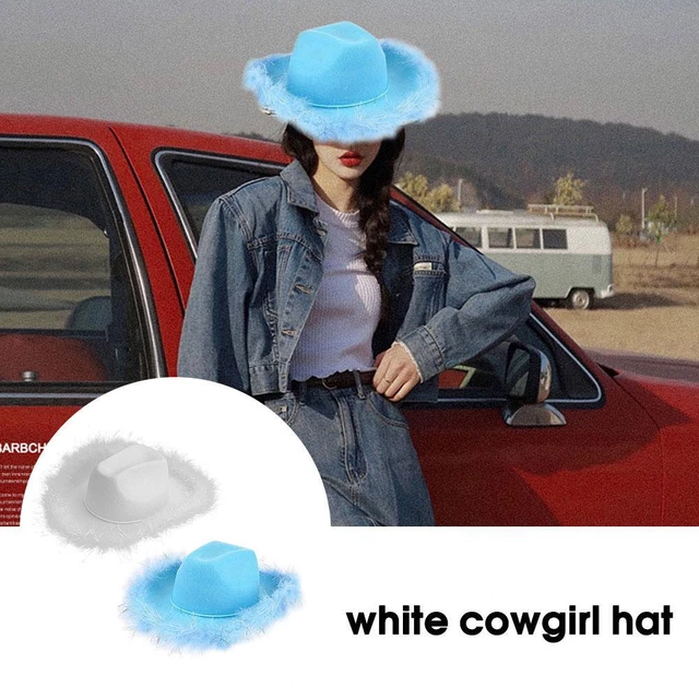 WHITE COWBOY COWGIRL Hat Bandana Festival Fancy Dress Hat Costume Acc £