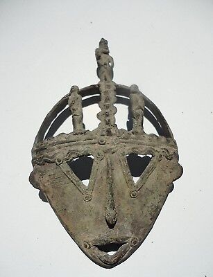 African Bronze / brass  dogon mask  trival art  Mask figurine on top.