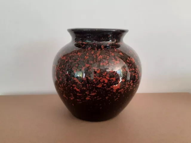 Retro 4" Pink Spatter Glitter Ball Vase 2984 by VEB Haldensleben East Germany