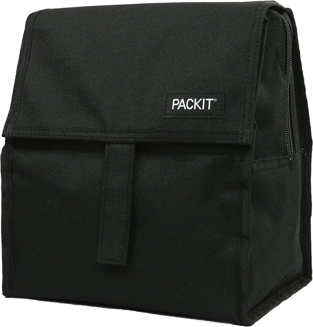 PackIt Freezable Lunch Bag with Zip Closure, Black