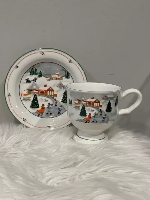 SANGO  "SILENT NIGHT:" Christmas Footed Cup & Saucer