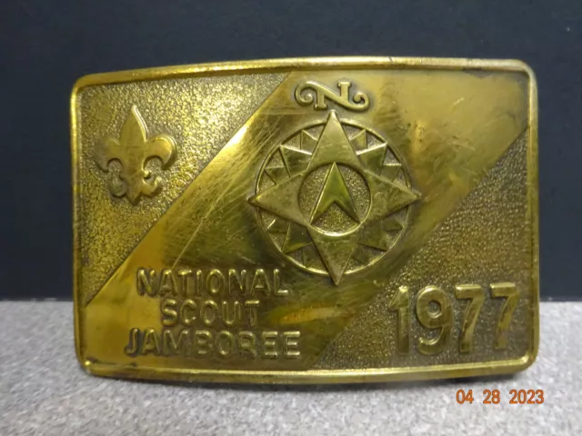 Boy Scout 1977 National Jamboree BSA Brass Belt Buckle