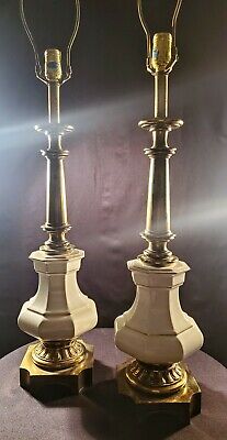 Pair of Mint Stiffel Porcelain And Bronze Large Table Lamps