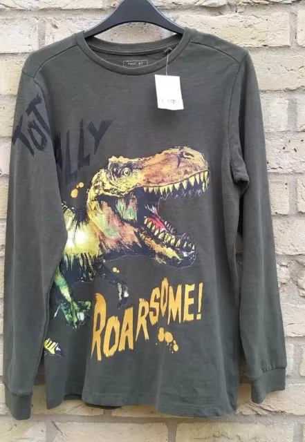 NEW TAGS Next Boys Totally Roarsome Long-sleeved Green Dinosaur Top 12yrs