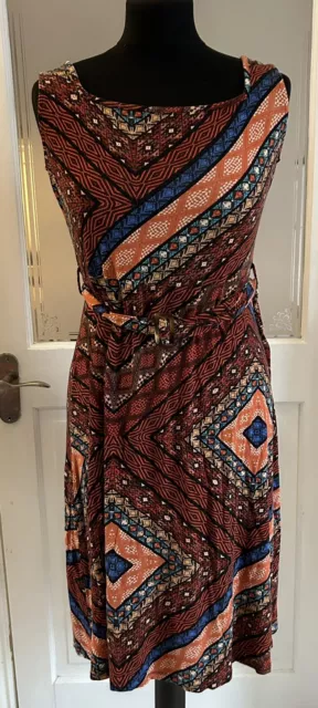 TU Aztec Geometric Print Tunic Dress Autumnal Colours Women’s Size 12