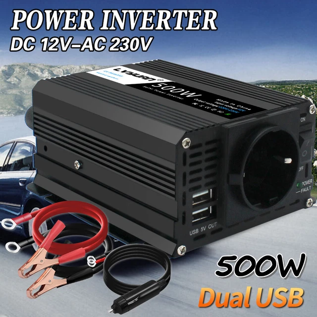 Auto 500W Spannungswandler DC 12V auf AC 220V 230V Inverter Wechselrichter 2USB