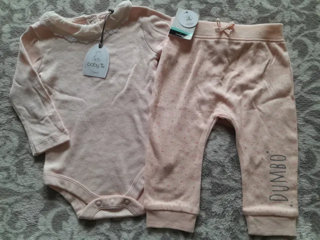 Baby Girls Bodysuit & Dumbo Joggers 3-6 Months New With Tags