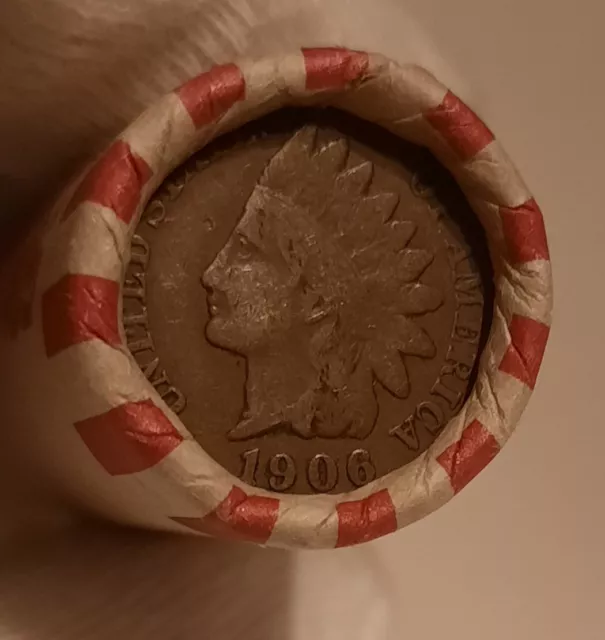 Full roll small cents with 1905 & 1906 Indian head ends lot#144