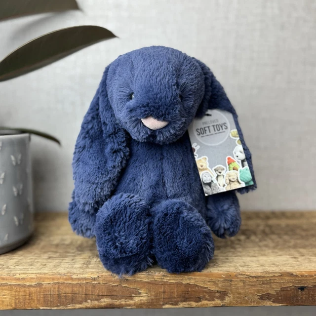 JELLYCAT MEDIUM NAVY Bashful Bunny - Jellycat Dark Blue Bunny Rabbit 12 ...