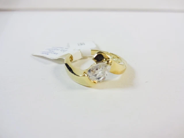Lia Sophia Vintage Gold Tone CZ Ring   Size 6
