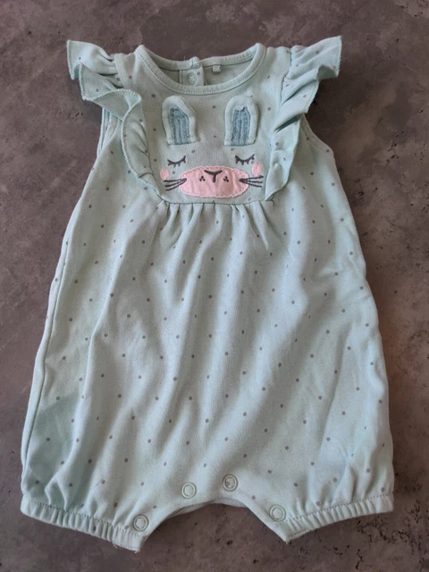 Lovely baby girls 0-3 months clothes romper short sleeve shorty NEXT bunny
