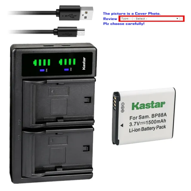 Kastar Battery LTD2 USB Charger for Samsung EA-BP88A BP88A Samsung DV300F Camera
