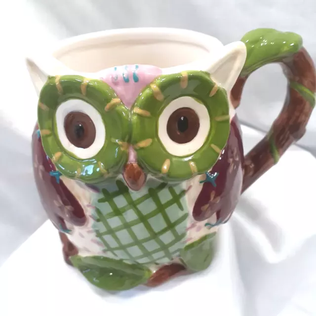 Pier 1 Imports OLLI THE OWL Hand-Painted Dolomite Ceramic Coffee Tea Mug 20 Oz.